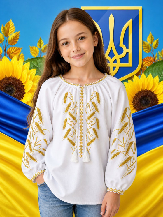 Вишиванка дитяча, паплін (розміри: зріст 122-146), в упаковці 5 штук №343870 - Delux 909