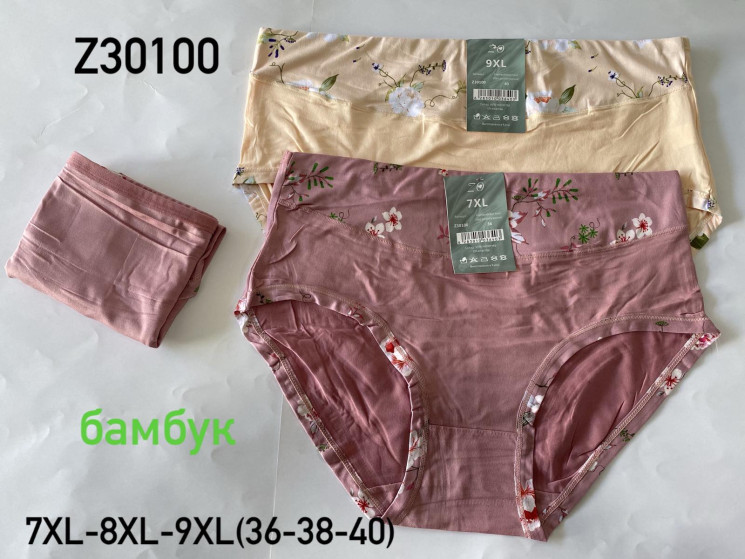 Труси жіночі, бамбук, м.Z30100 ( розмір: 7XL-9XL ), мікс кольорів, в упаковці 12 штук №333505 - VanKiey 434