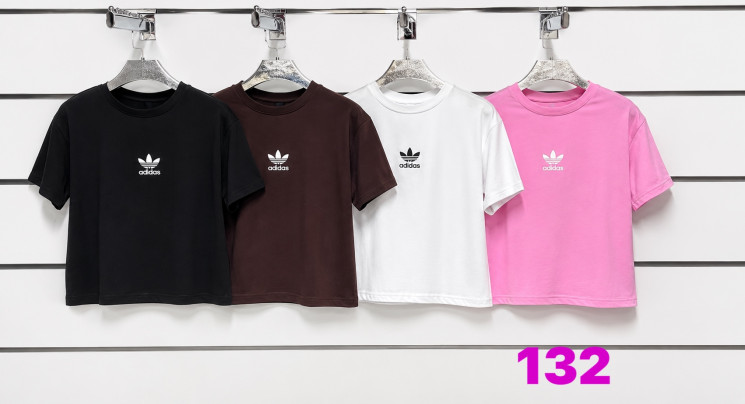 Футболка жіноча Adidas бавовна м.132  (р. 42-48 ) 4 кольора в упаковці 5 штук №763049 - Ivy SER 3721-3722