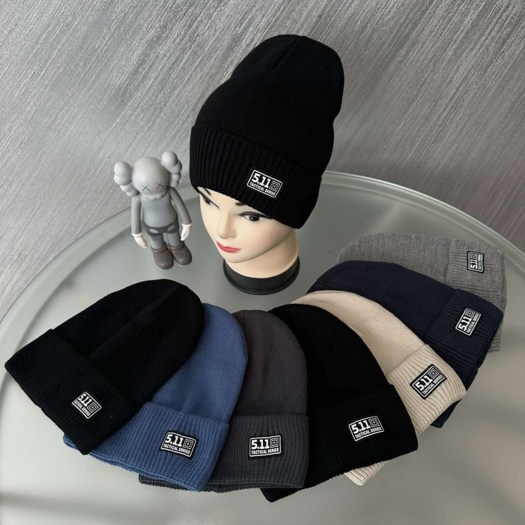 Шапка дитяча з відворотом, акрил, одинарна в'язка, м.5.11 (Р: 54-55 см), різні кольори, в упаковці 5 штук №340277 - Great