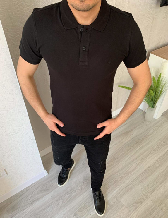 Футболка No Brand р M-2XL Чоловіча Polo S2769 black - NikNumbers SE1041-1042