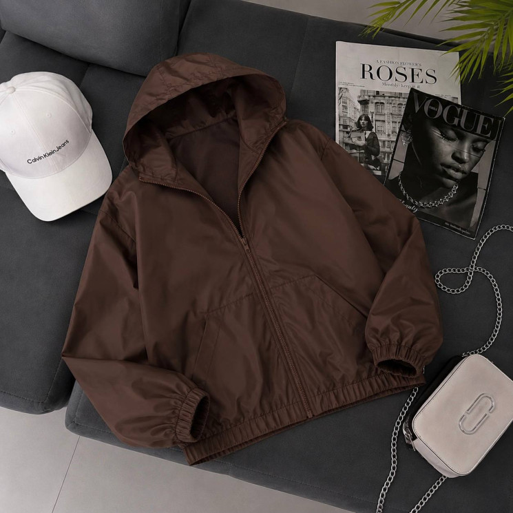 Вітровка жіноча на блискавці з капюшоном, плащівка м. 618 (р. S-M, L-XL) №415969 - 