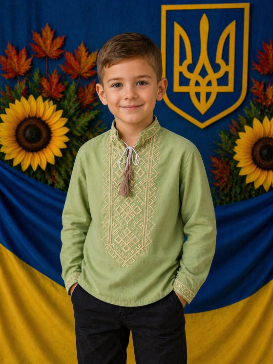 Вишиванка дитяча, льон (розміри: 7-12 років), в упаковці 6 штук №343291 - Delux 909