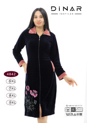 Халат жіночий, велюр на котоновій основі, м.4842 (Розмір: 6XL-9XL), в упаковці 4 штуки №323338