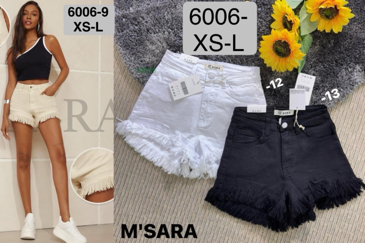 Джинсові Шорти стрейч  м.6006-9 (р:XS-XL) 2 кольора в упаковці 6 штук  №754198 - UNO2Uva SER1864