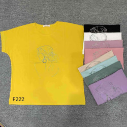 Футболка жіноча F222 (р.50-54)  9 кольорів в упаковці 5 штук №754647