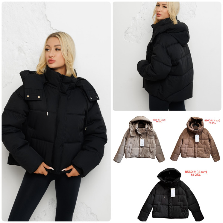 Зимова куртка жіноча, плащівка, м.8560 (Розмір: M-2XL ), 3 кольори, в упаковці 4 штуки №336994 - 