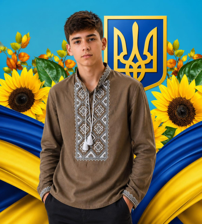 Вишиванка дитяча, льон (розміри: 13-16 років ), в упаковці 4 штуки №343293 - Delux 909