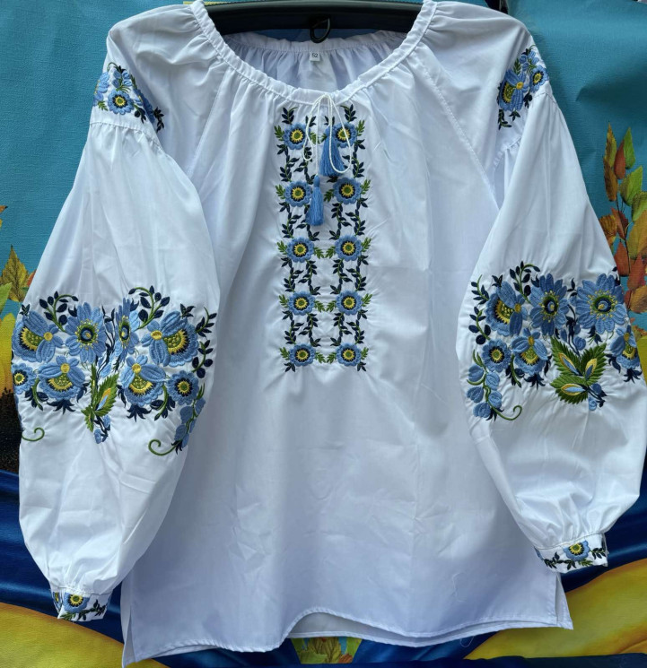 Жіноча вишиванка, паплін (розміри: 46-54) в упаковці 5 штук №316224 - Delux 909