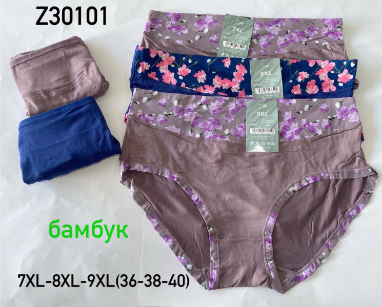 Труси жіночі, бамбук, м.Z30101 ( розмір: 7XL-9XL ), мікс кольорів, в упаковці 12 штук №333506 - VanKiey 434