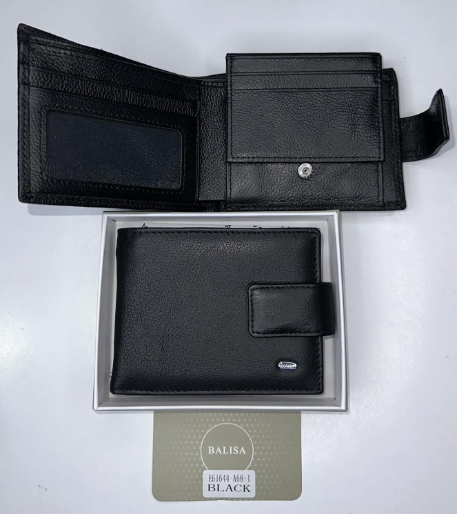 Гаманець чоловічий, натуральна шкіра, магніт, м.Е61644-А68-1 Black, (р: 11см*9см), №1000056 - 
