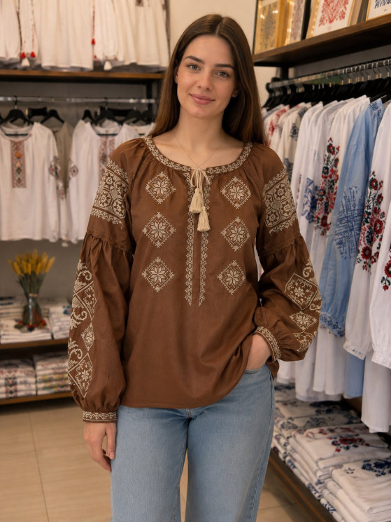 Вишиванка жіноча, льон (розміри: S,M,L ), в упаковці 3 штуки №348368 - Delux 909