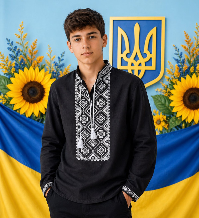 Вишиванка дитяча, льон (розміри: 13-16 років ), в упаковці 4 штуки №343294 - Delux 909