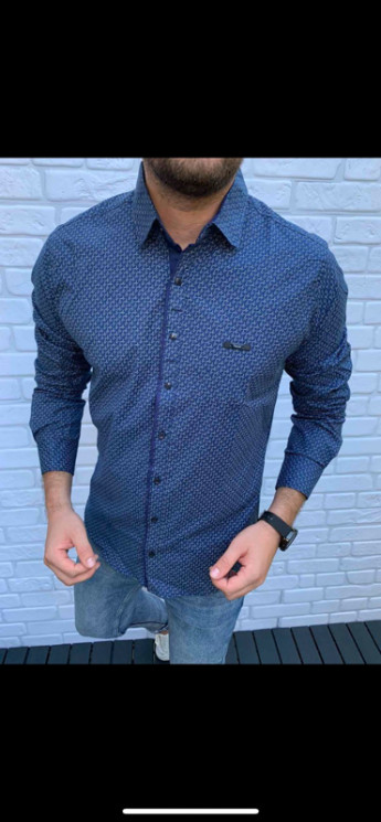 Сорочка No Brand р M-3XL Чоловіча S889 blue - NikNumbers SE1041-1042