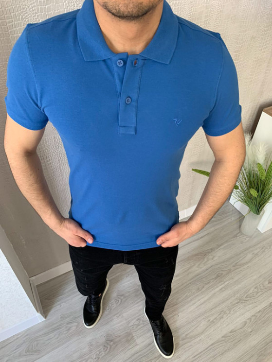 Футболка No Brand р M-2XL Чоловіча Polo S2772 blue - NikNumbers SE1041-1042