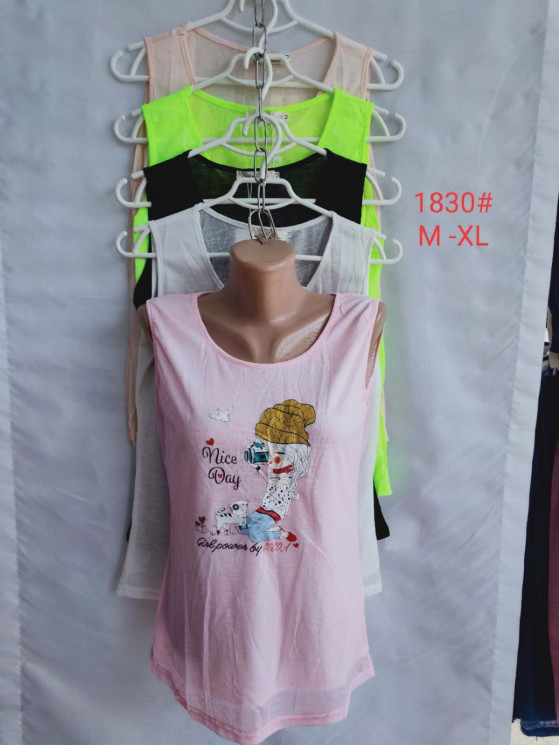 Футболка, p.M-XL, трикотаж, "1830" 5 кольорів, в упаковці 18 штук №806855 - Iris BG/PO436