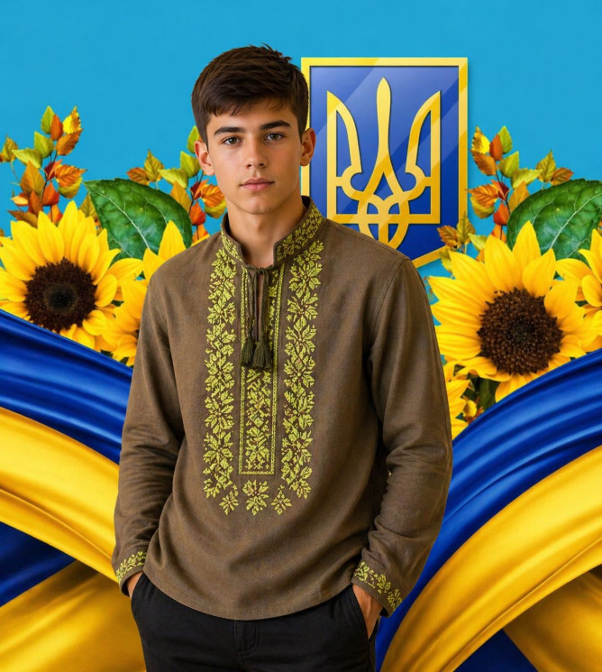 Вишиванка дитяча, льон (розміри: 13-16 років ), в упаковці 4 штуки №343295 - Delux 909