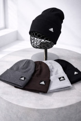 Шапка дитяча з відворотом, рубчик, подвійна в'язка, м.Adidas (Розмір: 52-54 см), мікс кольорів, в упаковці 5 штук №340833
