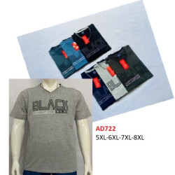 Футболка чоловіча, трикотаж, м.АD722 (р. 5XL-8XL ), мікс кольорів, в упаковці 5 шт. №324388