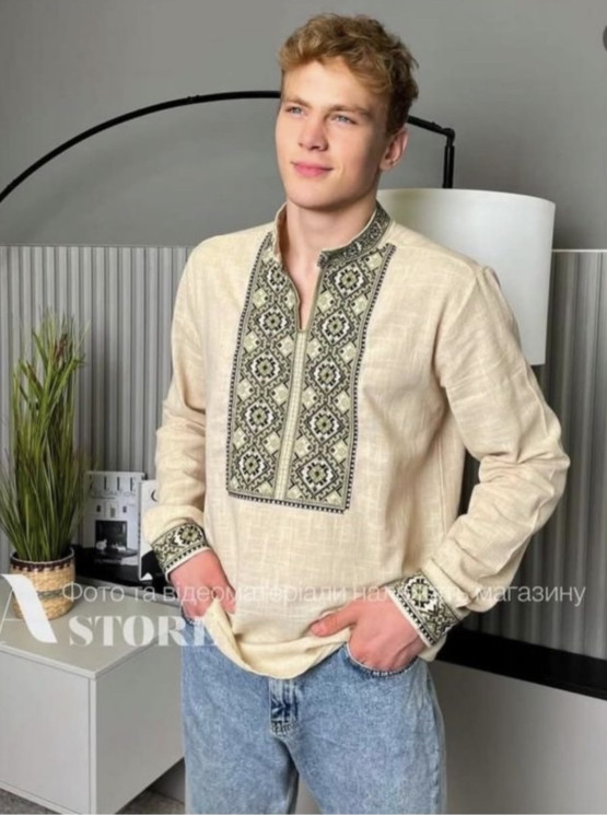 Вишиванка чоловіча, льон (Розмір: S-XL), в упаковці 4 штуки №333859 - Delux 909