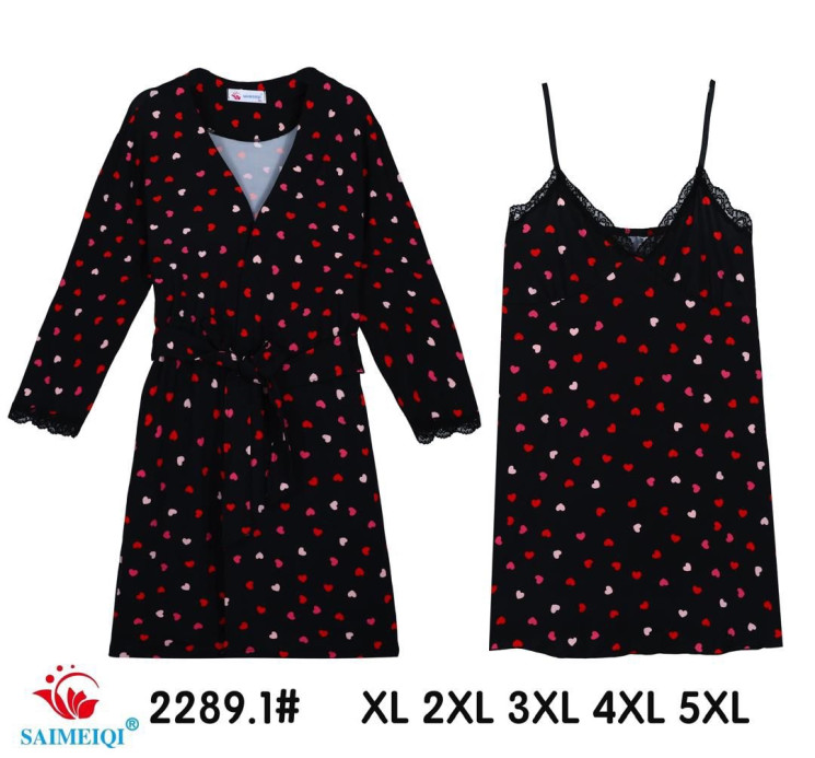 Нічна сорочка жіноча та халат  м.2289.1  (р.XL-5XL)  в упаковці 5 штук №754123 - Ekaterina