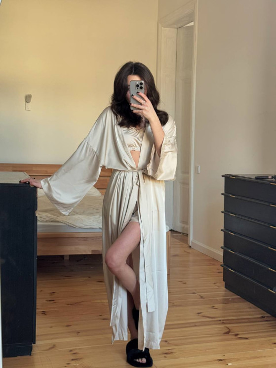 Комплект жіночий (халат + топ + шорти), шовк м. 242 (р. onesize) №404674 - HoneyShop AV872 (n) мод. 242