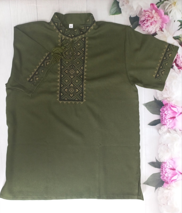 Вишиванка чоловіча льон (Розмір: S-3XL) в упаковці 6 шт №700027 - 