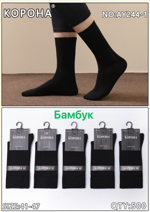 Чоловічі шкарпетки, бамбук, м.AY244-1 (р. 41-47), в упаковці 10 пар №338651 - VanKiey 434