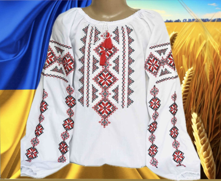 Вишиванка дитяча, паплін (розміри: зріст 122-146), в упаковці 5 штук №320537 - Delux 909