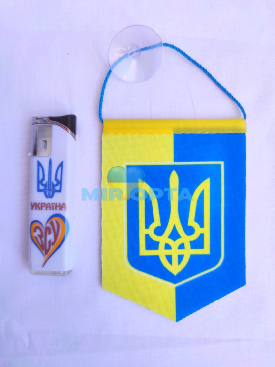 Вимпел в авто патріотичний з гербом на фоні прапора (синьо-жовтий) середній оптом та в роздріб №526765 - UA SE1005