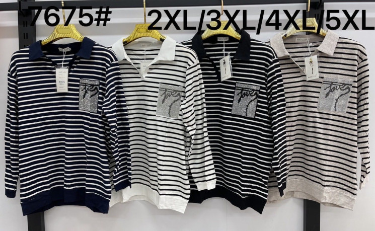 Светр жіночий, трикотаж, м.7675 (р. 2XL-5XL ), 4 кольори, в упаковці 4 штуки №331998 - 