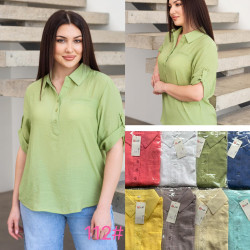 Блузка жіноча льон , м.112, (Розмір: XL-4XL), 8 кольорів, в упаковці 4 штуки, №751636