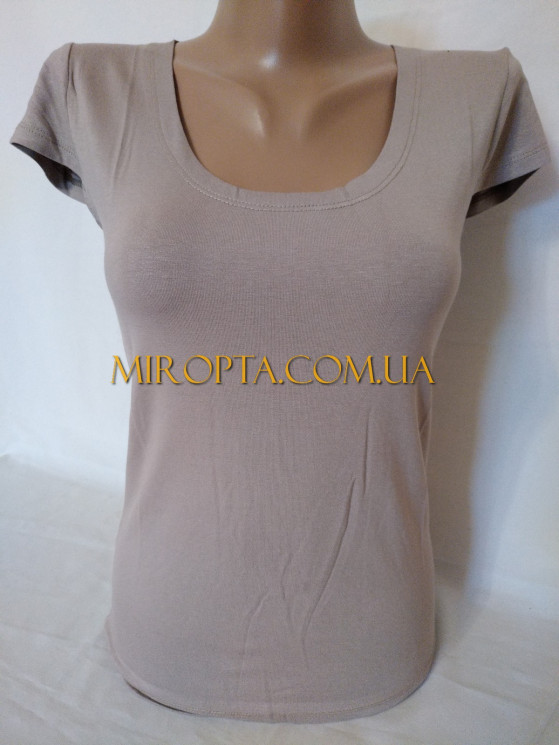 Жіноча футболка (42-44; 48-52) сіро-бежевий в роздріб №518479 - Price 32.1