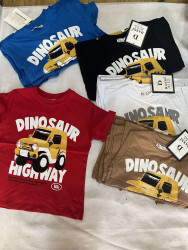 Футболка дитяча "Dinosaur highway" трикотаж (р: 1,2,3,4,5 років) 5 кольорів, в упаковці 5 шт. №385838