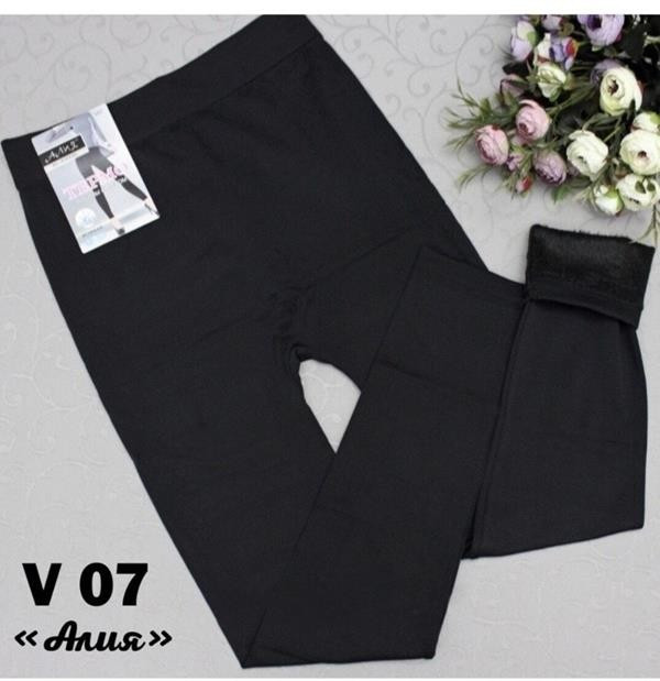 Лосини жіночі #V07 на зиму (р. 2XL-6XL), в упаковці 12 шт. чорного кольору №531249 - Riza