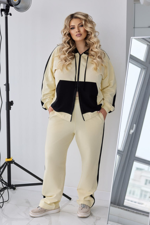 Костюм жіночий в стилі колорблок "Aura", двонитка м. 5321 (р. 56-58, 60-62 ) вершково-жовтий №414264 - 