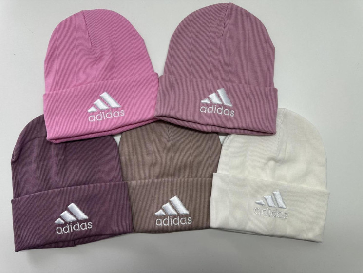 Шапка дитяча "Adidas" рубчик (р: 54-56) мікс кольорів, упаковка 5 шт. №373484 - Ventil SE 939