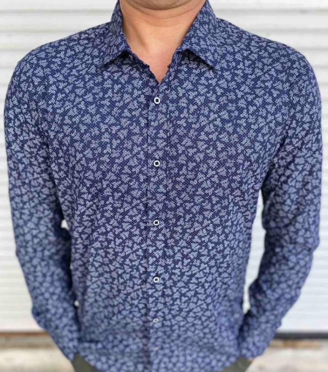 Сорочка Fmt р M-2XL Чоловіча S2151 navy - NikNumbers SE1041-1042