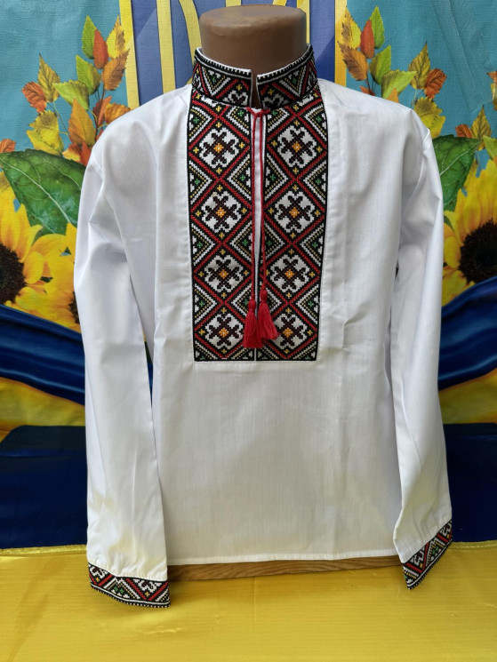 Вишиванка дитяча, паплін (розміри: 7-12 років), в упаковці 6 штук №320538 - Delux 909