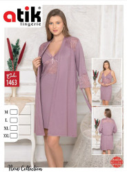 Нічна сорочка та халат жіночі, бамбук, ажур, м.1463 (розмір: M-2XL ​), в упаковці 4 штуки №339723