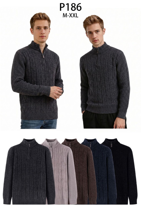 Светр чоловічий, кашемір, м.P186 (р. M-2XL ), мікс кольорів, в упаковці 12 штук №347475 - Vanda SE1013