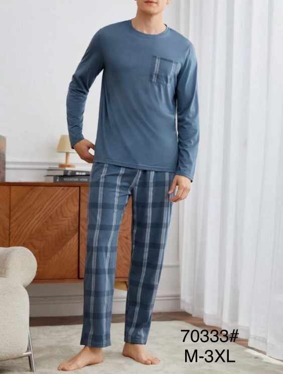 Піжама чоловіча, трикотаж, м.70333 (р. M-3XL), в упаковці 5 шт. №336441 - Focus zel 1396