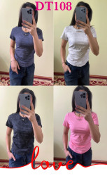 Футболка жіноча "DT108" хлопок (р: S,M,L,XL) 4 кольори, в упаковці 4 шт. №386149
