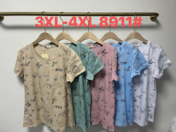 Футболка жіноча, трикотаж, м.8911 (розмір: 3XL-4XL ), мікс кольорів, в упаковці 6 штук №341479