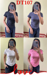 Футболка жіноча "DT107" хлопок (р: S,M,L,XL) 4 кольори, в упаковці 4 шт. №386150