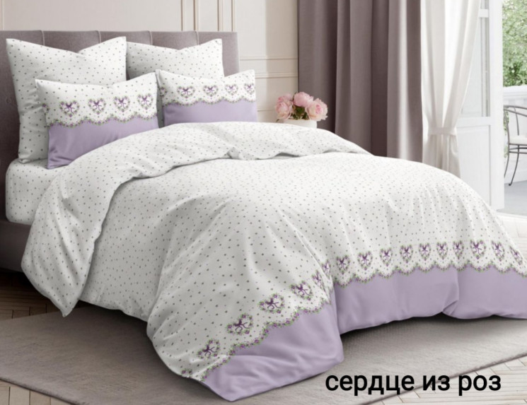 Комплект постільної білизни, бязь, м. Сердце из роз (р: полуторний) №331416 - Palma RZ3641