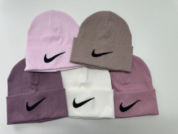Шапка дитяча "Nike" рубчик (р: 54-56) мікс кольорів, упаковка 5 шт. №373486