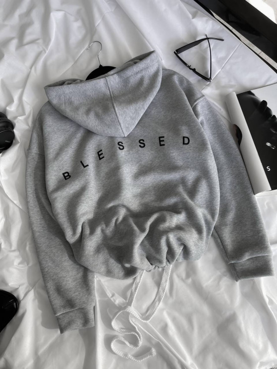 Худі жіноче "BLESSED", турецька тринитка на флісі + накат м. 1584 (р: 42-48) №829894 - 