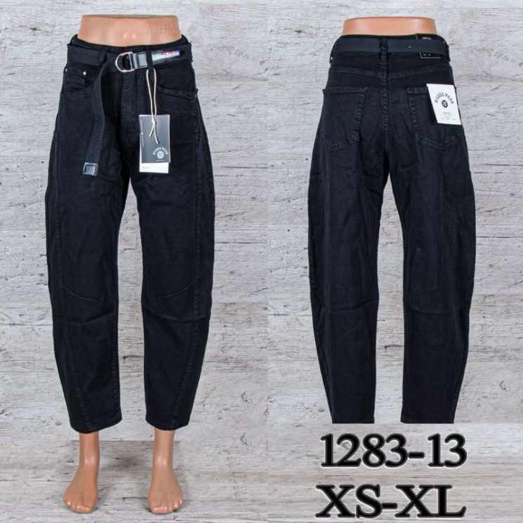 Джинси жіночі баггі стрейч з ременем м.1283-13 (р:XS-XL) в упаковці 6 штук №762070 - UNO2Uva SER1864