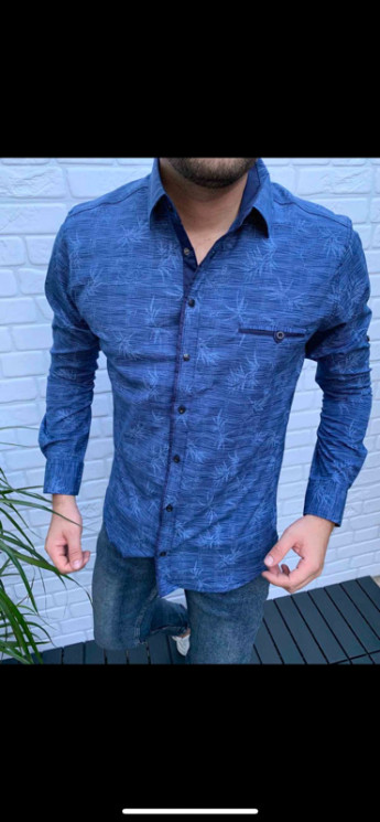 Сорочка No Brand р M-3XL Чоловіча S894 blue - NikNumbers SE1041-1042